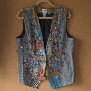 Chico's Multicolor Embroidered Vest Size 2